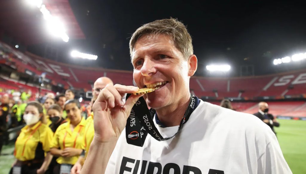 Oliver Glasner with Europa League medal