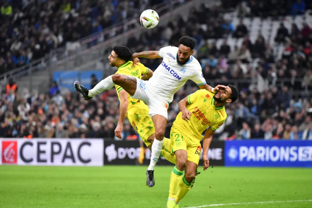 ligue 1 pierre emerick aubameyang prolonge la serie de lolympique de marseille contre nantes